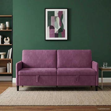 vidaXL Bank met opslag Paars 192 x 78 x 87 cm Polyester, Huis en Inrichting, Banken | Bankstellen, Verzenden, Nieuw, Kunststof