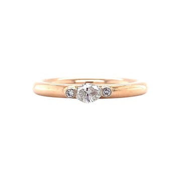 Rosegouden ring met diamant 14 krt, Verzenden, Zo goed als nieuw, Goud