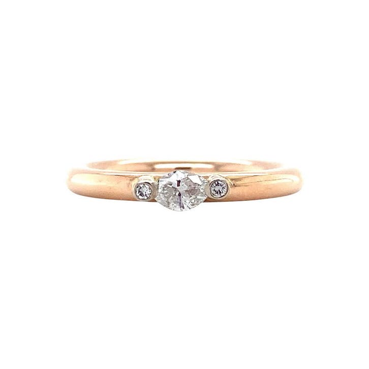 Rosegouden ring met diamant 14 krt, Sieraden, Tassen en Uiterlijk, Ringen, Goud, Zo goed als nieuw, Verzenden