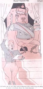 Mussert als koning op spotprent (lijst optie, Lithos), Verzenden