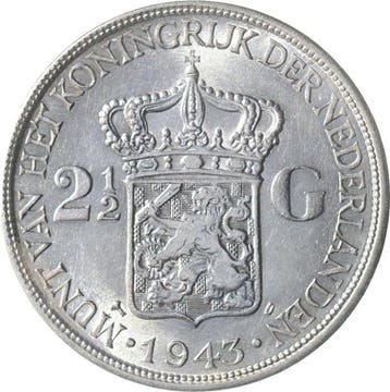 Nederland. Wilhelmina. 2 1/2 Gulden 1943 Palmboom Denver