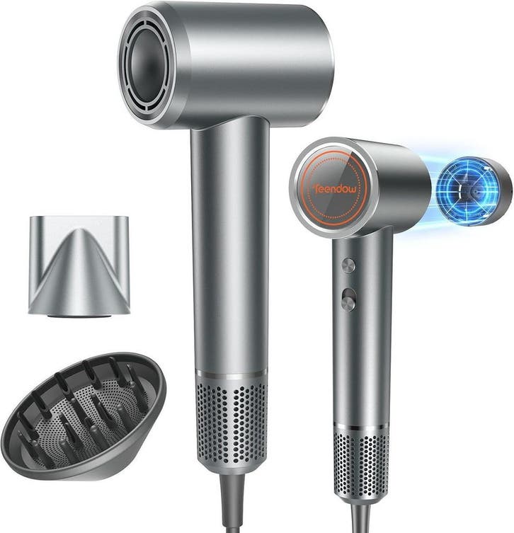 Fohn - Haardroger - Föhn met diffuser - 1500W - Zilver - Tee, Sieraden, Tassen en Uiterlijk, Uiterlijk | Haarverzorging, Zo goed als nieuw