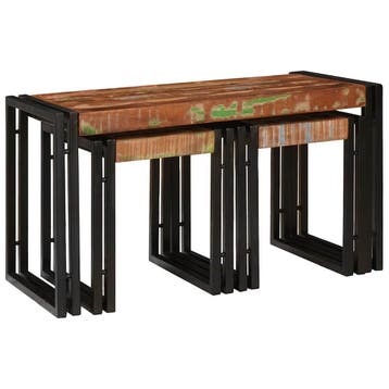 vidaXL Nesttafel 3 st Bruin en zwart 82 x 40 x 45 cm, Verzenden, Nieuw, Minder dan 45 cm