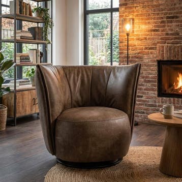 Draaifauteuil Bern | Africa leder, Huis en Inrichting, Fauteuils, Ophalen of Verzenden, Nieuw
