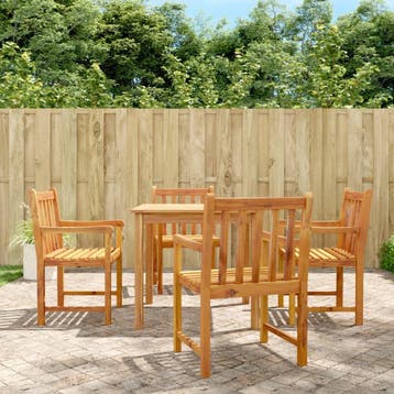 vidaXL 5-delige Eethoek massief acaciahout, Verzenden, Nieuw, Hardhout, 4 zitplaatsen