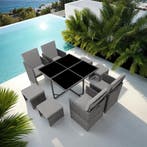 Wicker zitgroep Bilbao 4+4+1 met beschermhoes - grijs, Verzenden, Nieuw