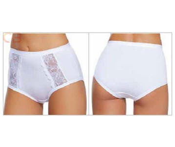 Set van 2 stuks Katoenen dames slip in WIT met kant en hoge