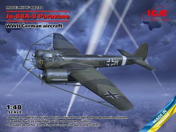 ICM-48230 JU-88A-8 PARAVANE WWII GERMAN AIRCRAFT 1/48, Hobby en Vrije tijd, Modelbouw | Vliegtuigen en Helikopters, Nieuw
