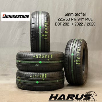 225/50/17 94Y MOE Bridgestone zomerbanden 6mm profiel 4X, Gebruikt, 17 inch, Ophalen of Verzenden, Band(en)