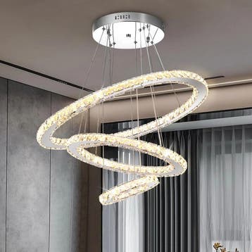 Kristallen LED hanglamp 3 ringen dimbaar 60W, Verzenden, Nieuw