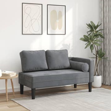 vidaXL Chaise longue met kussens fluweel donkergrijs, Tuin en Terras, Verzenden, Nieuw
