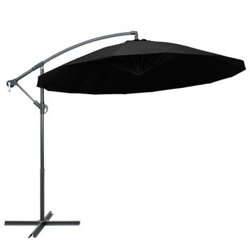 vidaXL Zweefparasol met aluminium paal 3 m zwart, Tuin en Terras, Parasols, Verzenden, Nieuw, 1 tot 2 meter, Zweefparasol