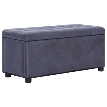 vidaXL Opberghocker 87,5 cm kunstsuède grijs, Huis en Inrichting, Verzenden, Nieuw