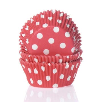 Cupcake Vormpjes HoM Polkadot Rood 50x33mm. 48st., Verzenden, Nieuw