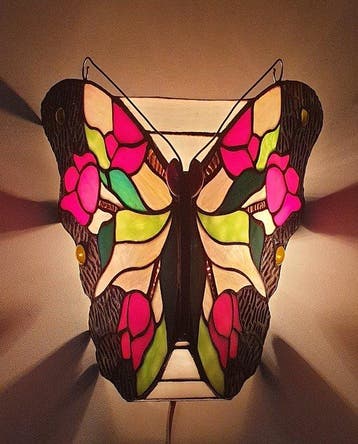 Wandlamp - Vlinder - Glas-in-lood