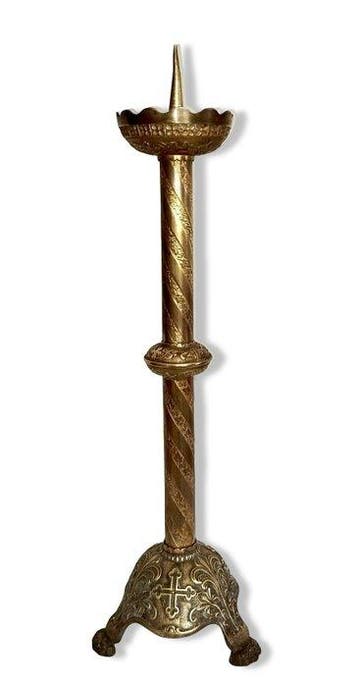Oude grote kerkkaarsprikker - 58 cm - 1,5 kg - Brons -