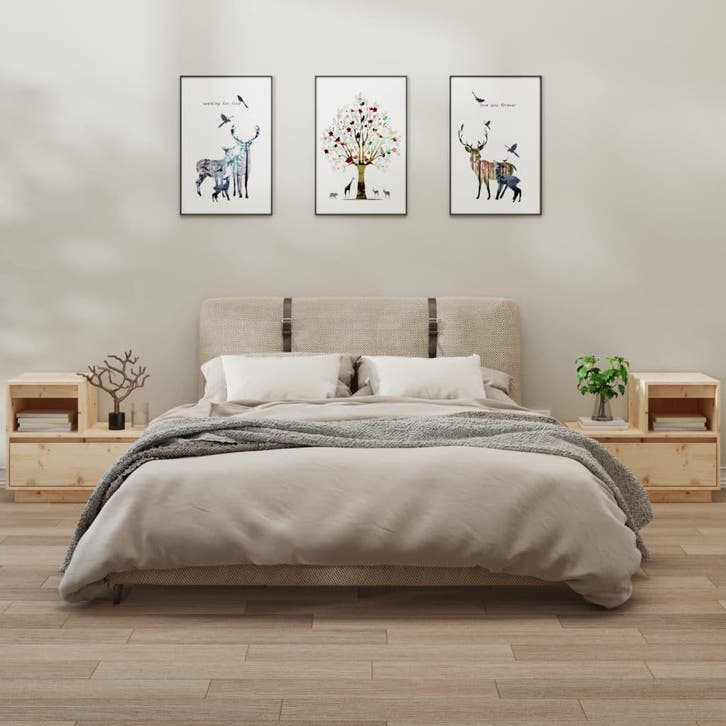 vidaXL Nachtkastjes 2 st 60x34x51 cm massief grenenhout, Huis en Inrichting, Slaapkamer | Nachtkastjes, Nieuw, Minder dan 45 cm