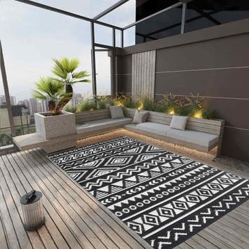 vidaXL Buitenkleed ARAKIL 190x290 cm polypropeen zwart, Tuin en Terras, Verzenden, Nieuw