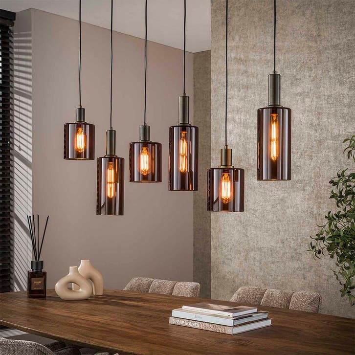 *WOONWINKEL* Eettafel Hanglamp Brons Glas, Huis en Inrichting, Lampen | Hanglampen, Nieuw, Verzenden