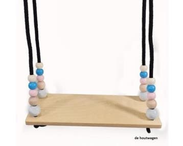 houten schommelplank met pastel ofgekleurde kralen, Ophalen of Verzenden, Nieuw, Schommel