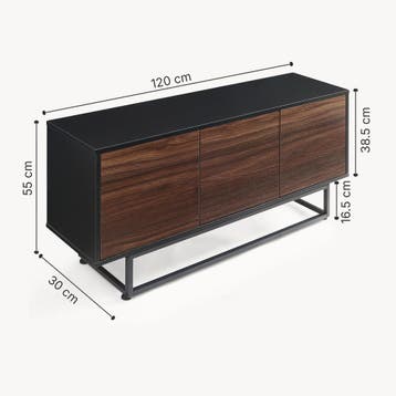 Commode Boxholm 120x30x55 cm zwart en walnootkleurig [en.cas, Verzenden, Nieuw