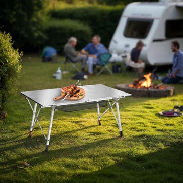 Aluminium klaptafel Bastian, in hoogte verstelbaar - zilver, Verzenden, Nieuw