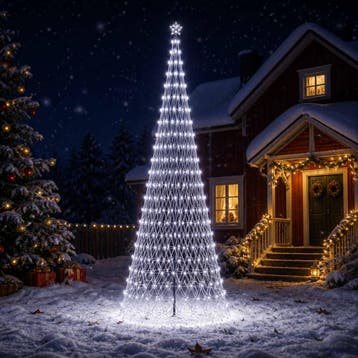 vidaXL LED Kerstboom EKENAS 400 cm 450 LEDs Koel wit IJzer, Verzenden, Nieuw