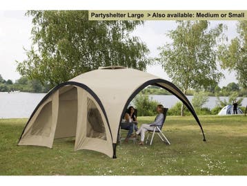 Bo-Camp - Party Shelter - Extra Ruim - Beige, Caravans en Kamperen, Verzenden, Zo goed als nieuw