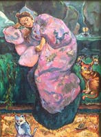 Borgen Lindhardt (1974) - Kimono meisje met katje en fjorden