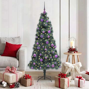 vidaXL Kunstmatig Voorverlicht Kerstboom met Ballenset Groen, Verzenden, Nieuw