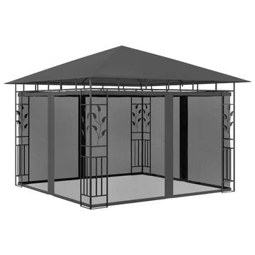 vidaXL Prieel met klamboe 180 g/m² 3x3x2,73 m antraciet, Verzenden, Nieuw