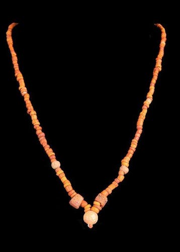 West-Aziatisch Orange Hardstone Kralenketting (Zonder