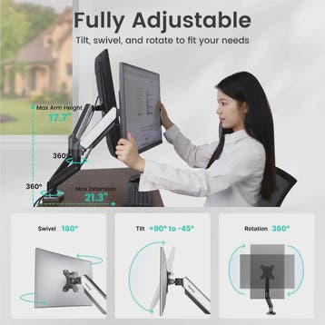 NearHub MS-002 Dubbele Monitor Arm met Klem- en Grommetbeves, Computers en Software, Verzenden, Nieuw