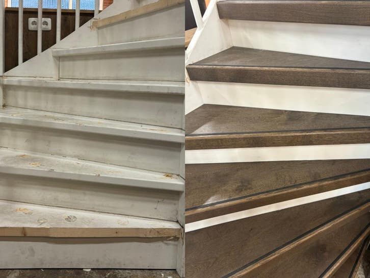 LEEGVERKOOP HOUTEN TRAPRENOVATIE – Kies uit 11 kleuren, Huis en Inrichting, Stoffering | Vloerbedekking, Beige, Bruin, Crème, Grijs