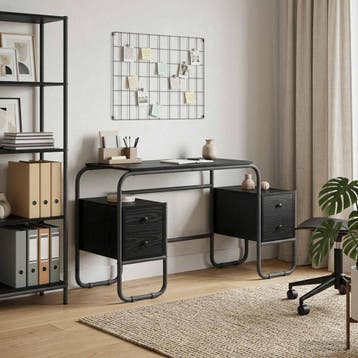 vidaXL Bureau met opbergruimte Zwart eiken 145 x 50 x 75 cm, Verzenden, Nieuw