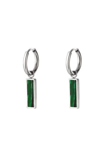 Goudlief Groene staaf oorbellen goud kleur stainless steel, Verzenden, Nieuw, Zilver, Overige materialen