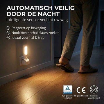 Nedis LED Oriëntatielicht en Zaklamp – Nachtlamp – Oplaadbaa, Verzenden, Zo goed als nieuw