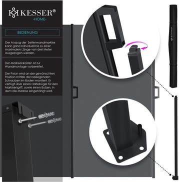KESSER® Zijzonwering uitschuifbaar zonnescherm 300x180 ondoo, Verzenden, Zo goed als nieuw