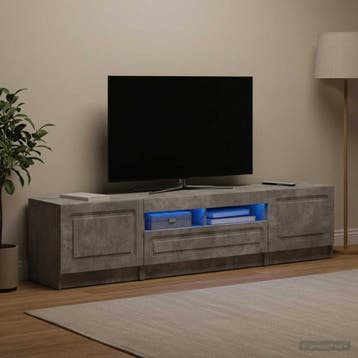vidaXL LED tv-meubel UTRECHT 3 st Betongrijs Bewerkt hout, Minder dan 50 cm, Verzenden, Nieuw, Minder dan 100 cm