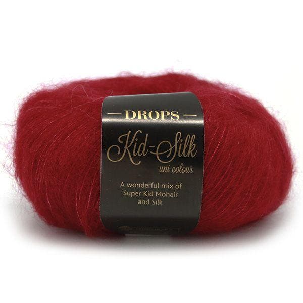 DROPS Kid-Silk Uni Colour - 14 rood - Mohair Garen, Hobby en Vrije tijd, Breien en Haken, Ophalen of Verzenden