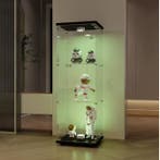 Glazen Vitrinekast met LED – 3 Planken en Slot, Zwart, Verzenden, Nieuw