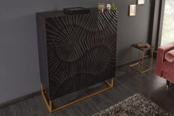 Massief dressoir SCORPION 120cm zwart mangohout met, Ophalen of Verzenden, Nieuw