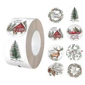 Sluitstickers kerstetiketten merry christmas rustieke kerst, Ophalen of Verzenden, Nieuw
