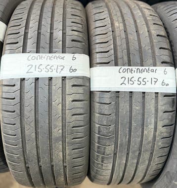 2x 215-55-17 Continental Zomer 2x 6mm €60 Per Band 215 55 17, Ophalen, 17 inch, Band(en), Personenwagen