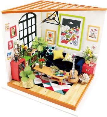 Robotime Dollhouse Kit-Locuss Sitting Room met LED lamp..., Verzenden, Nieuw