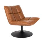 *WOONWINKEL* Dutchbone Bar Vintage Draaifauteuil Bruin Leer, Huis en Inrichting, Fauteuils, Verzenden, Nieuw, Leer