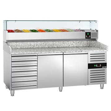 GGM Gastro | Pizza koelwerkbank ECO - 2000x800mm - 2 deuren, Verzenden, Nieuw in verpakking, RVS Meubilair