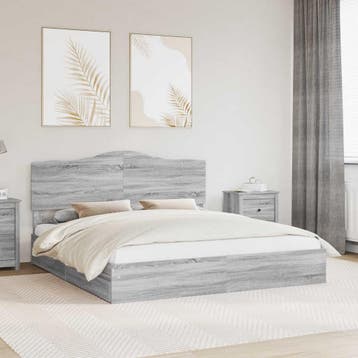 vidaXL Opslag bed met lade Grijs Sonoma 180 x 200 cm Bewerkt, Verzenden, Nieuw, Grijs, Hout