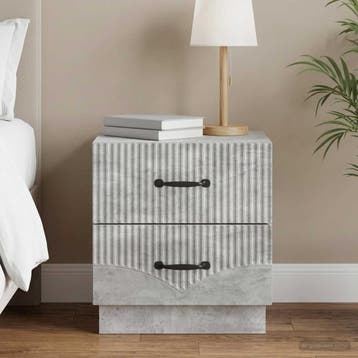 vidaXL Nachtkastje Betongrijs 43 x 34,5 x 44,5 cm Bewerkt, Minder dan 45 cm, Verzenden, Nieuw, Minder dan 55 cm