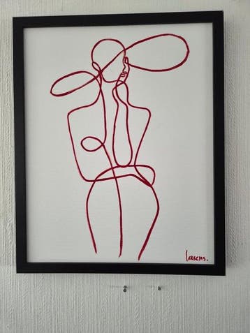 Liesens - She is a lady (Handpainted on white canvas met, Antiek en Kunst